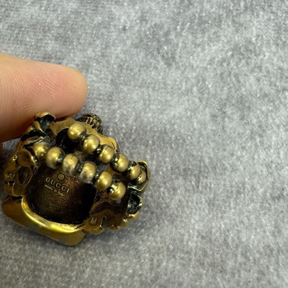 Gucci Ganesha Graphic Gold Plated Ring Medium NWT - Picture 8 of 10